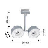 URail LED Schienenspot Pellet Doppelspot 2x350lm 2x6,7W 2700K dimmbar 230V Chrom matt/Weiß