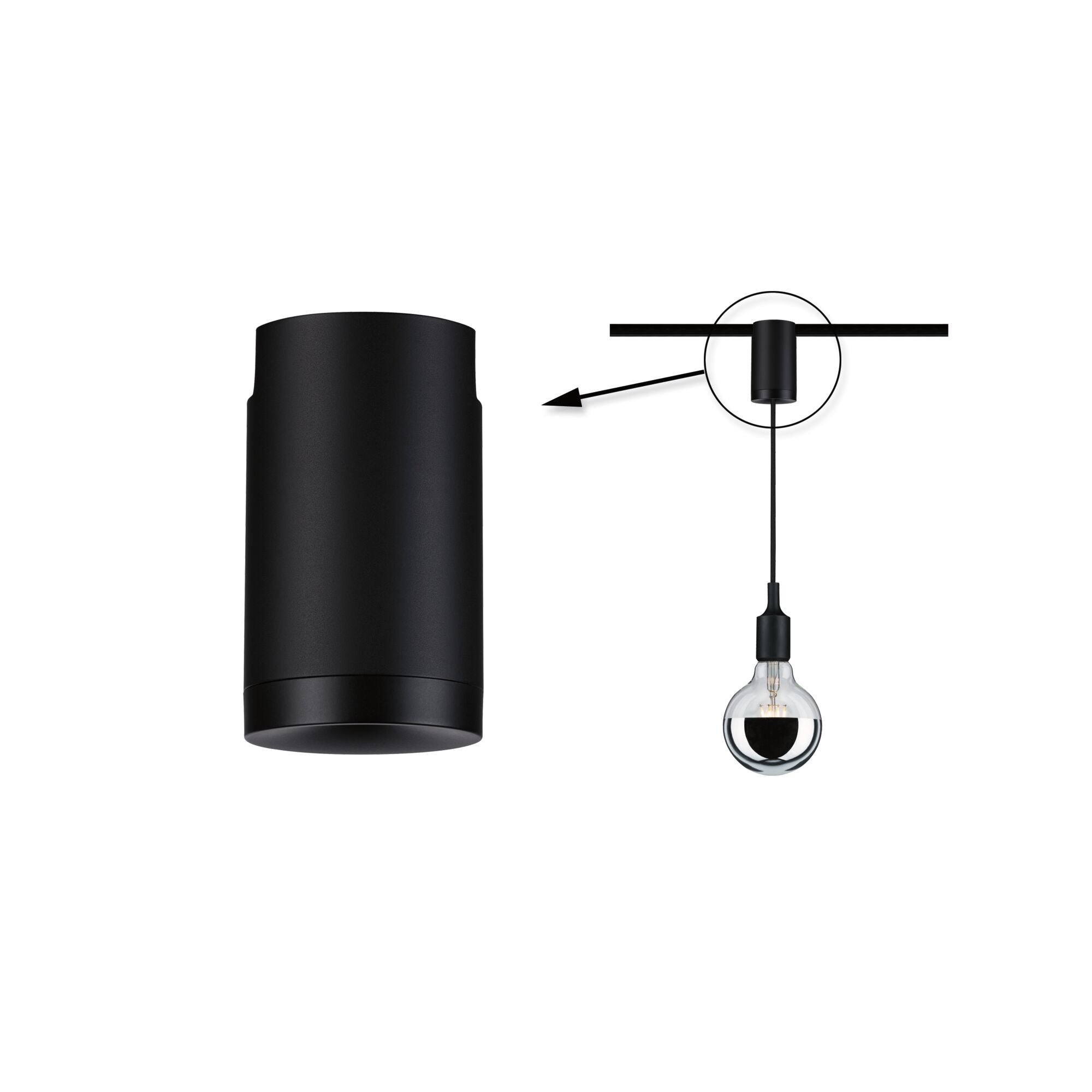 URail Pendeladapter Universal max. 100W 230V Schwarz matt