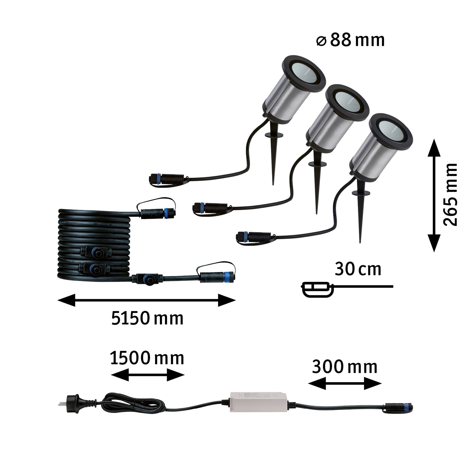 Plug & Shine LED Gartenstrahler Classic Basisset IP65 3000K 3x5,1W 75VA Anthrazit
