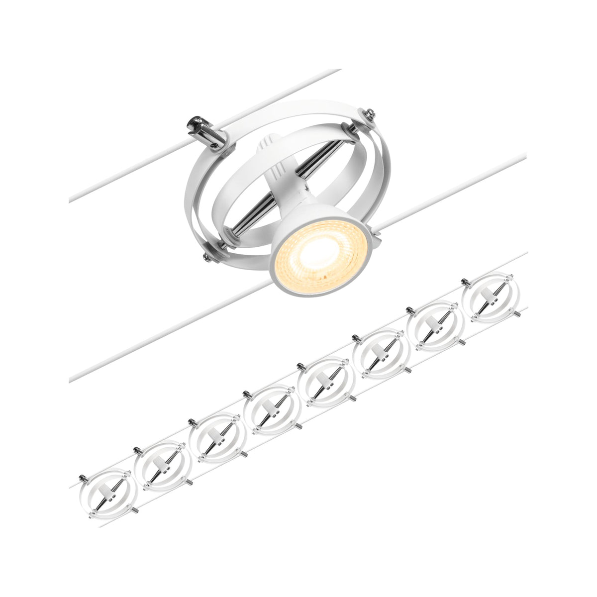 CorDuo Seilsystem Cardan Basisset GU5,3 max. 8x7,5W 230/12V Weiß matt