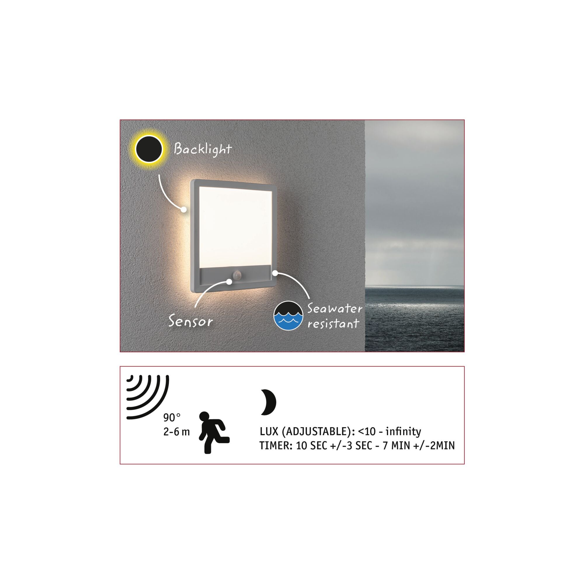 Lamina Backlight Dämmerungsgesteuerter Bewegungsmelder (IR) seewasserresistent