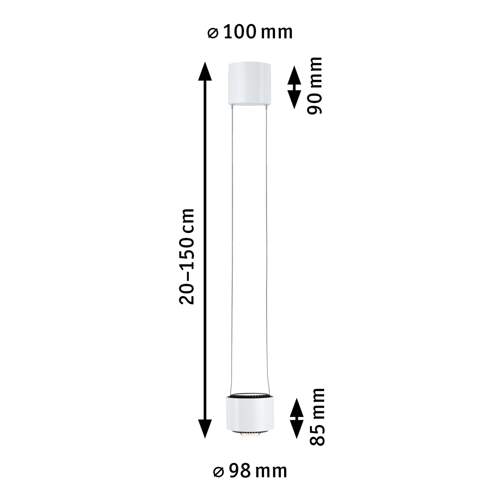 URail LED Pendel Aldan 850lm / 460lm 8,5W 3000K dimmbar 230V Signalweiß