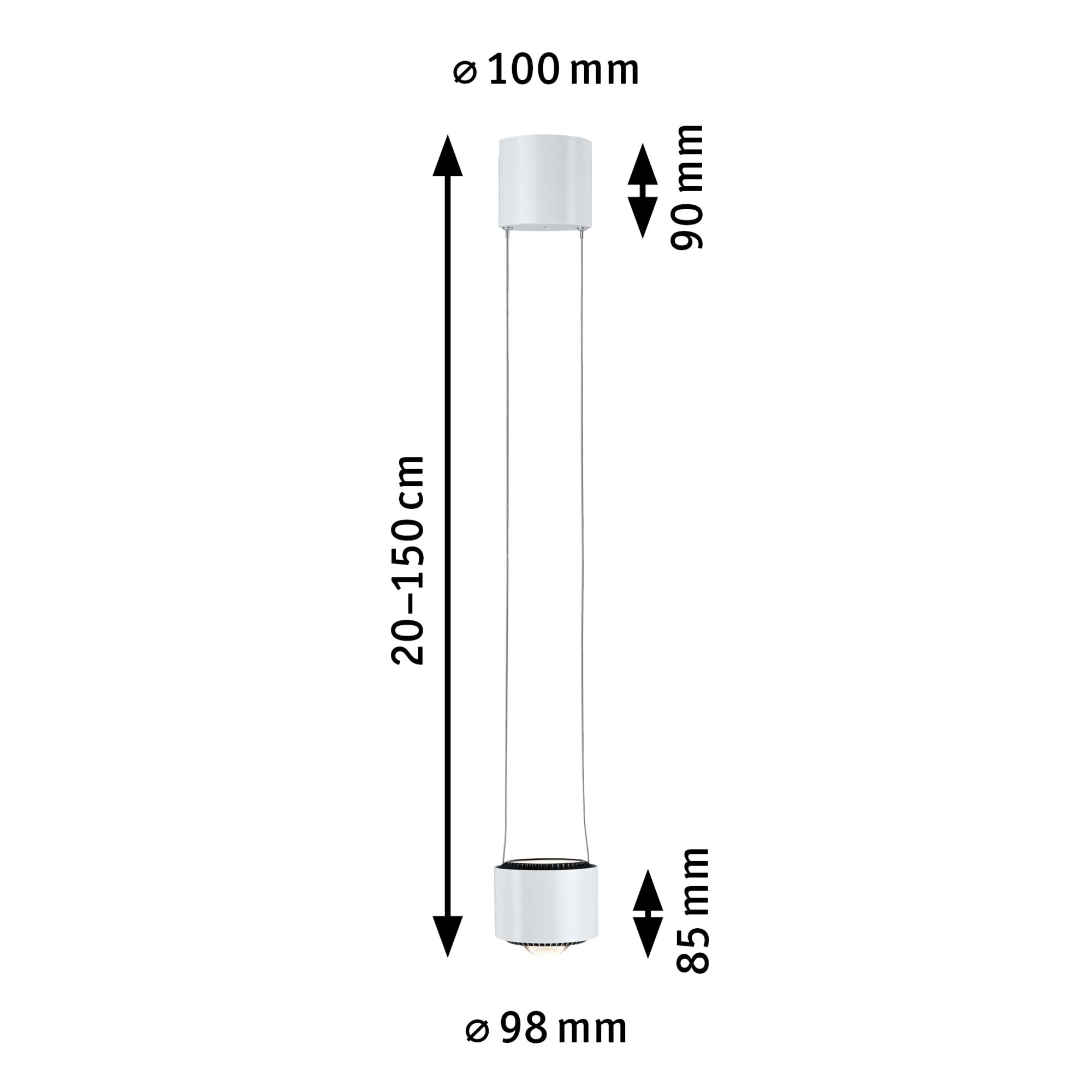 URail LED Pendel Aldan 860lm / 460lm 8,5 / 4,5W 2700K dimmbar 230V Weiß