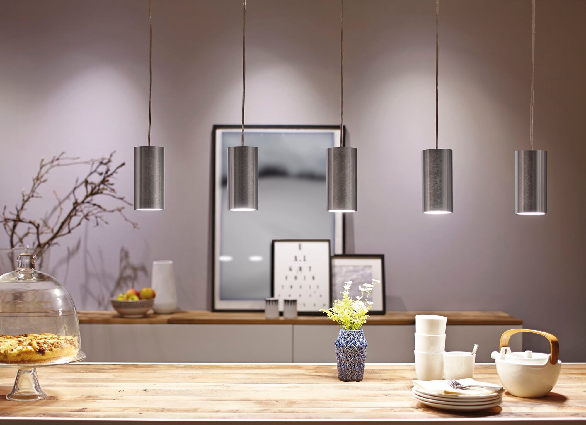 URail LED Pendel Barrel 370lm 6W 2700K 230V Chrom matt/Alu eloxiert