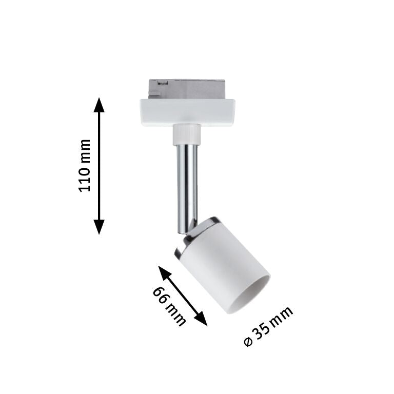 URail Schienenspot Pure II Einzelspot GU10 max. 10W dimmbar 230V Weiß/Chrom