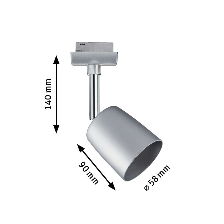 URail Schienenspot Cover Einzelspot GU10 max. 10W dimmbar 230V Chrom matt/Chrom
