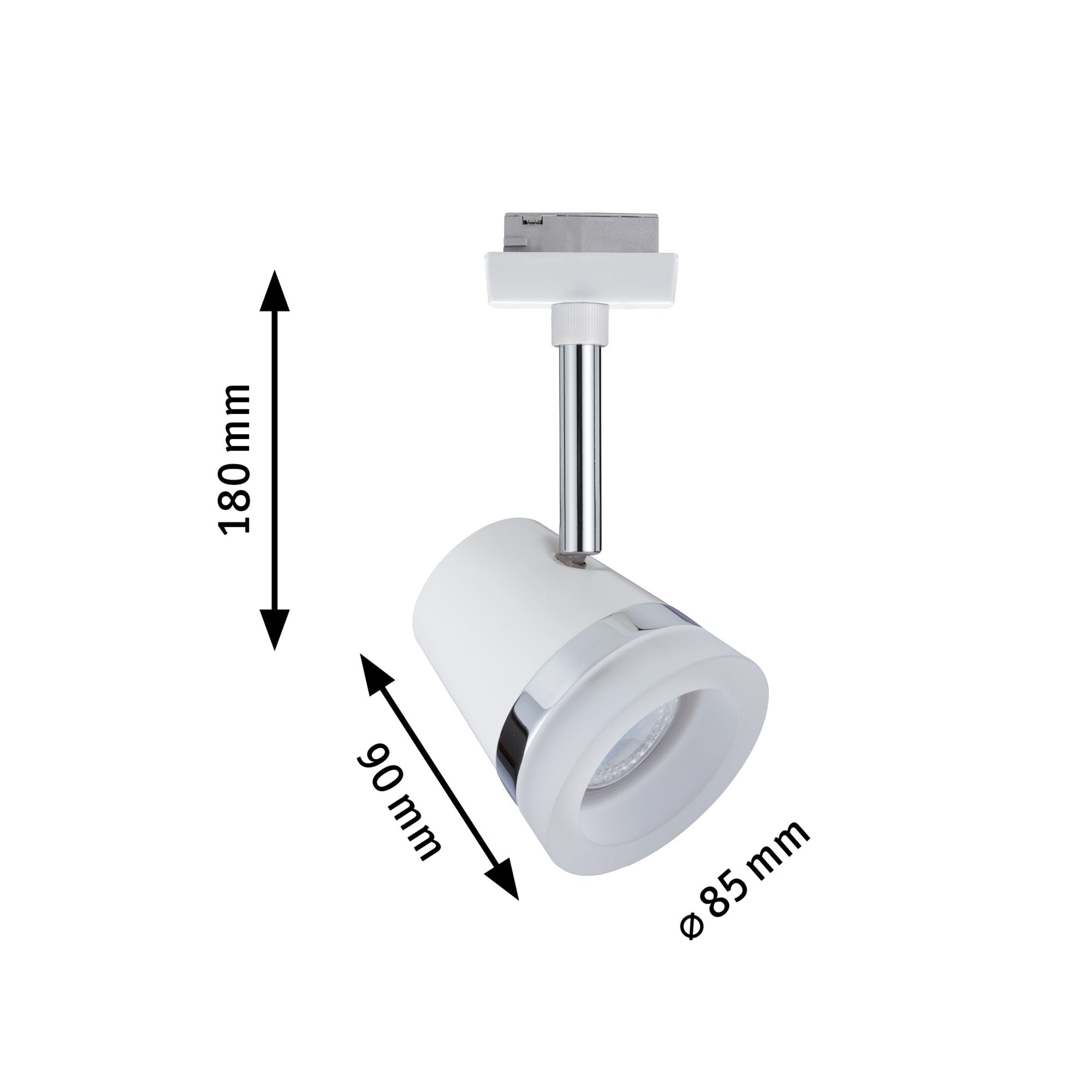 URail Schienenspot Cone Einzelspot GU10 max. 10W dimmbar 230V Weiß/Chrom