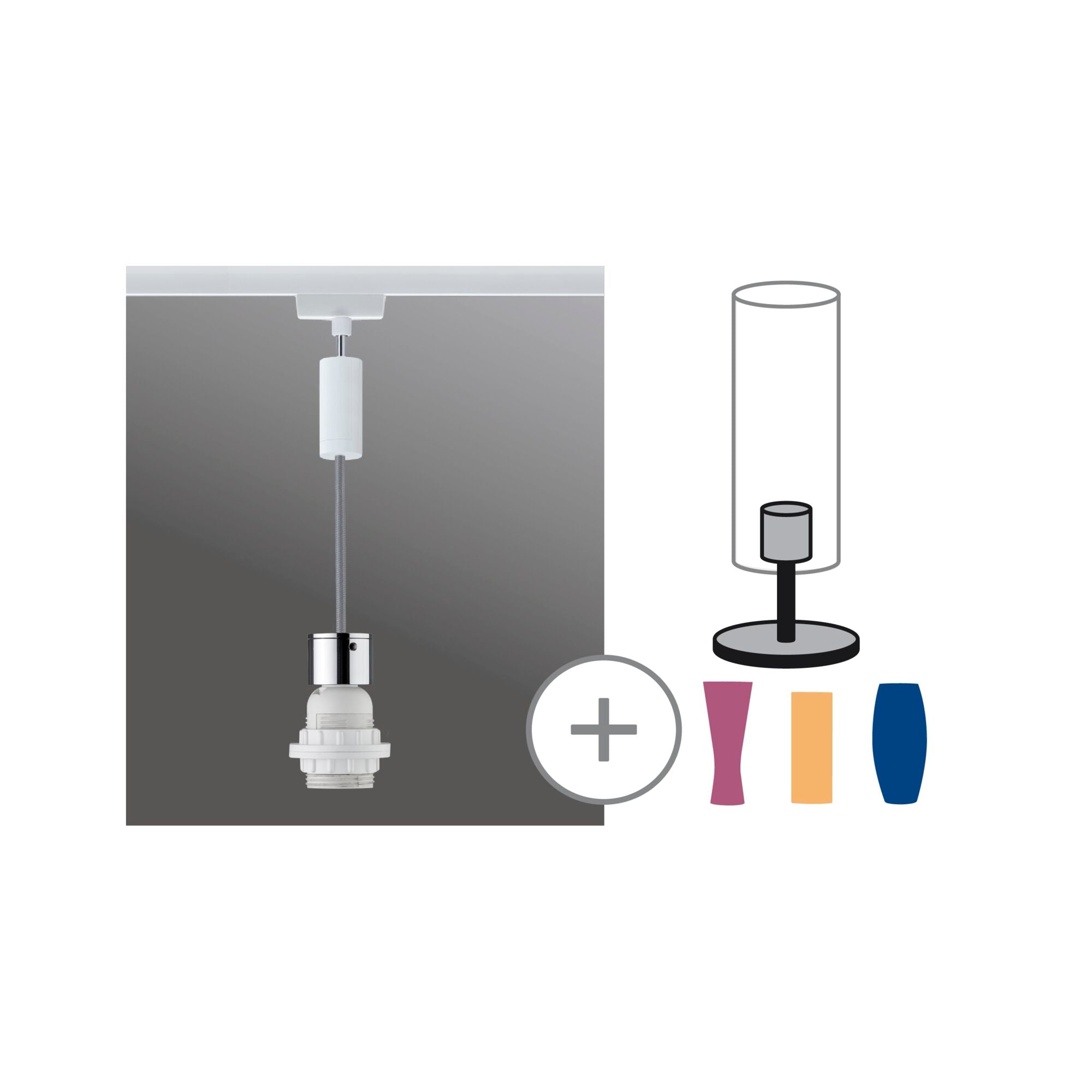URail Pendel 2Easy E27 max. 20W dimmbar 230V Weiß/Chrom