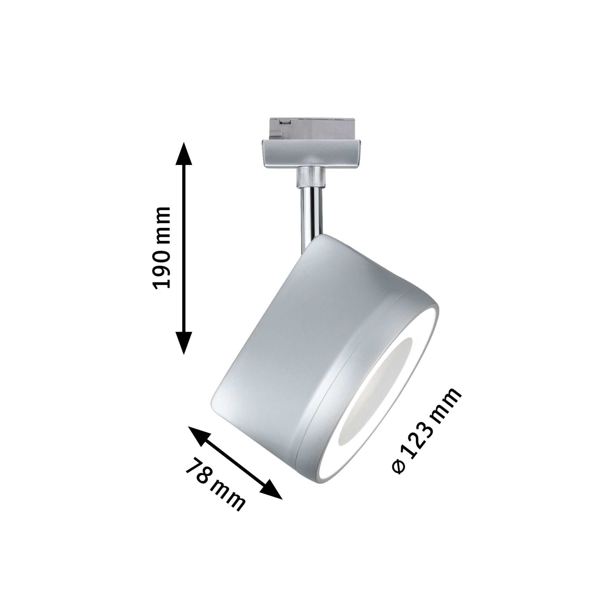 URail LED Schienenspot Arena Einzelspot 800lm 15W 2700K dimmbar 230V Chrom matt/Chrom