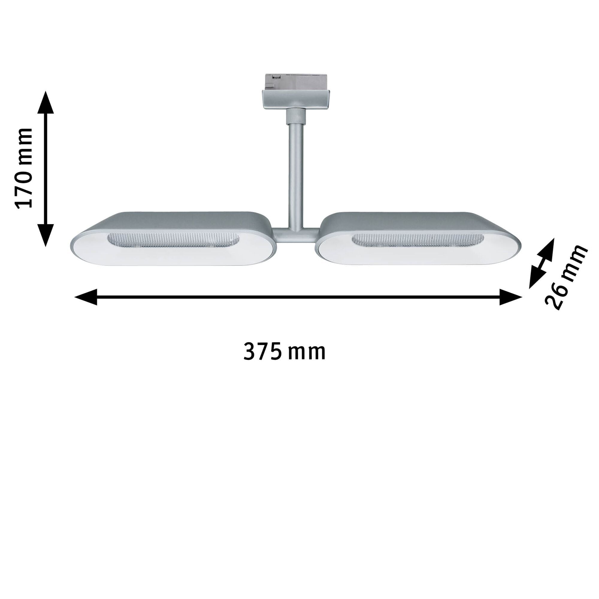 URail LED Schienenspot Dipper Einzelspot 2x650lm 2x8W 2700K dimmbar 230V Chrom matt/Weiß