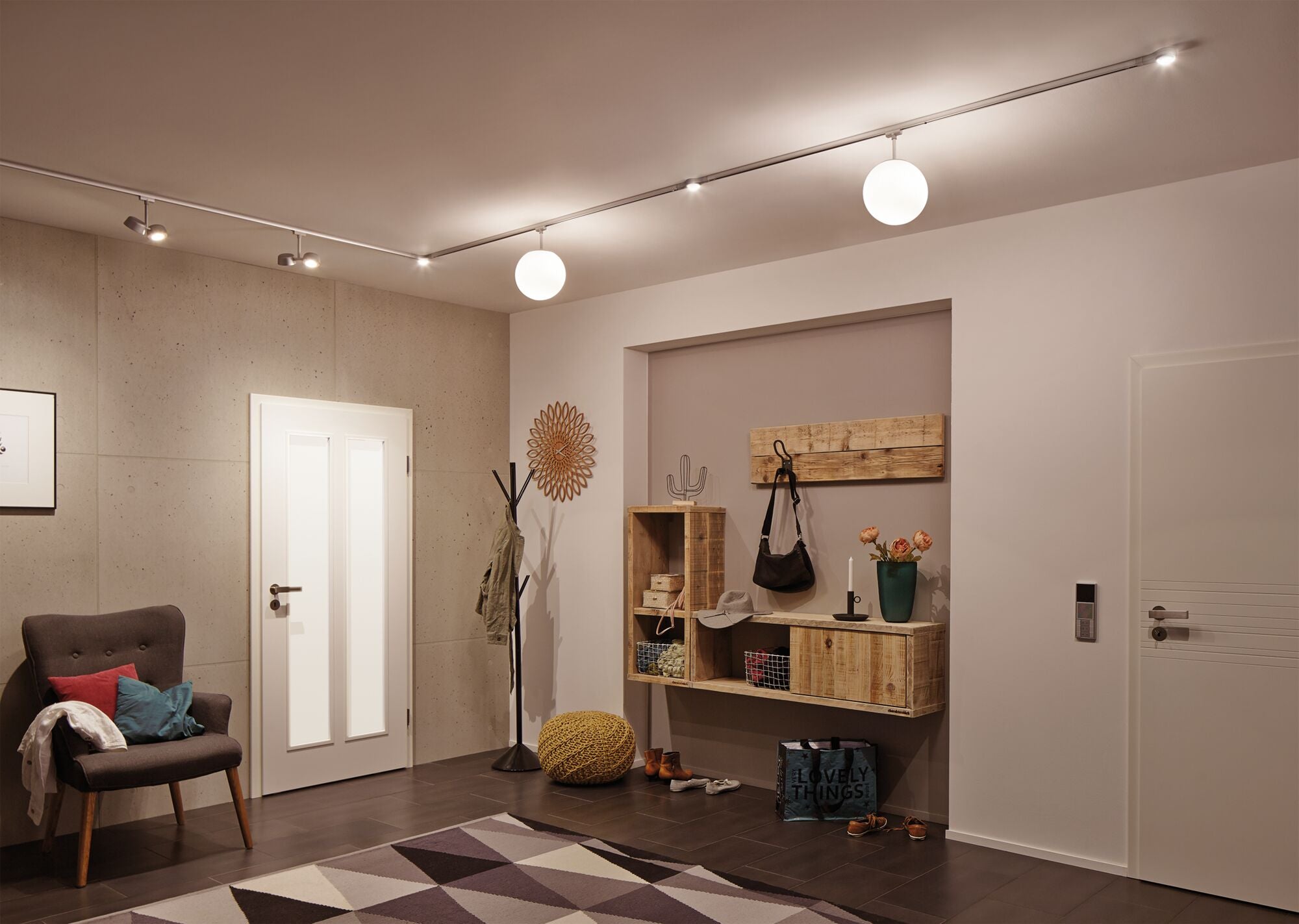 URail LED Schienenspot Pellet Doppelspot 2x350lm 2x6,7W 2700K dimmbar 230V Chrom matt/Weiß