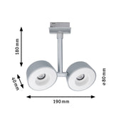 URail LED Schienenspot Pellet Doppelspot 2x350lm 2x6,7W 2700K dimmbar 230V Chrom matt/Weiß