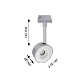 URail LED Schienenspot Pellet Einzelspot 350lm 6,7W 2700K dimmbar 230V Chrom matt/Weiß
