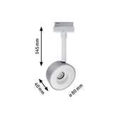 URail LED Schienenspot Pellet Einzelspot 350lm 6,7W 2700K dimmbar 230V Weiß/Chrom matt