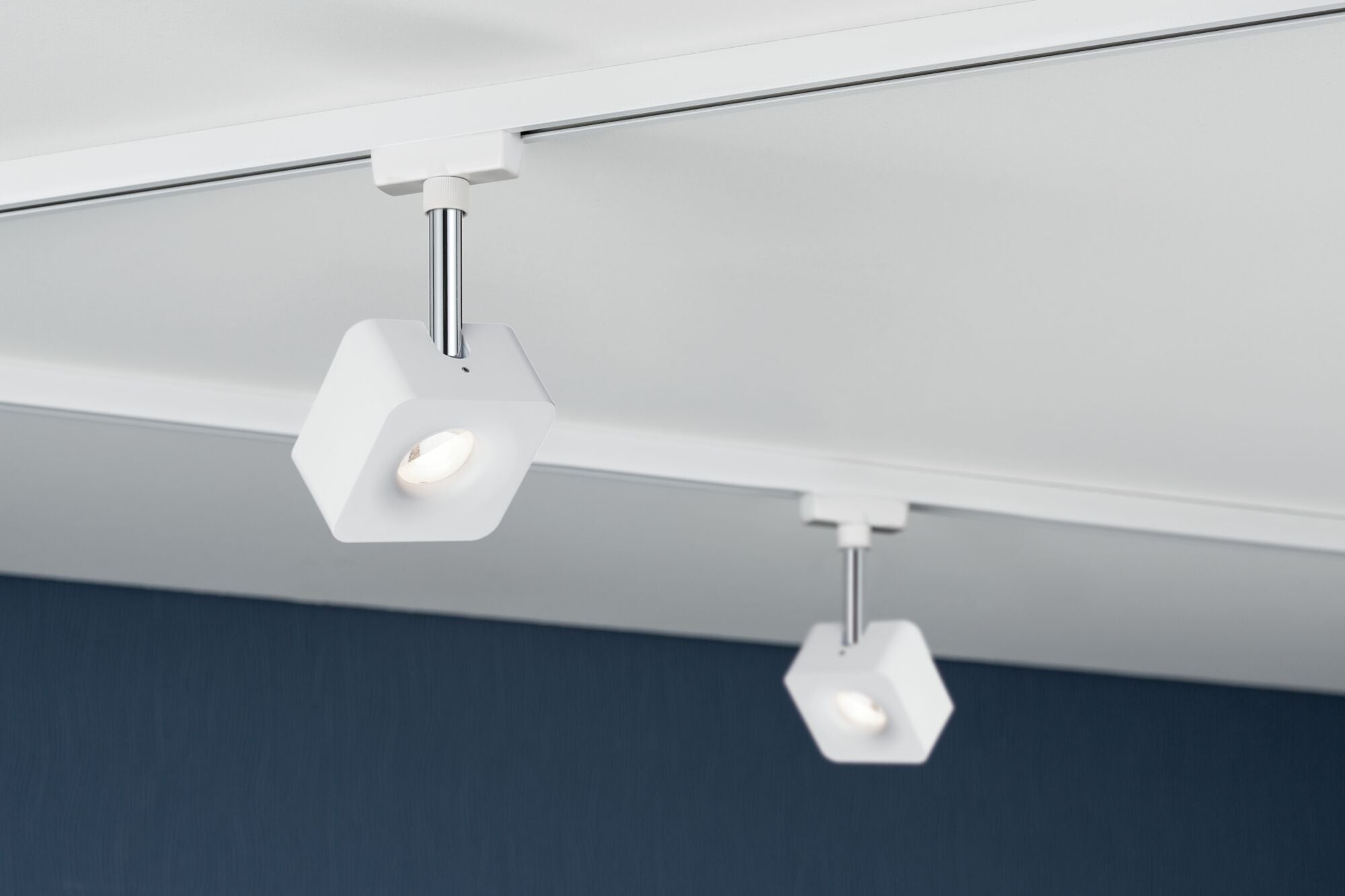 URail LED Schienenspot Cube Einzelspot 540lm 8W 2700K dimmbar 230V Weiß/Chrom
