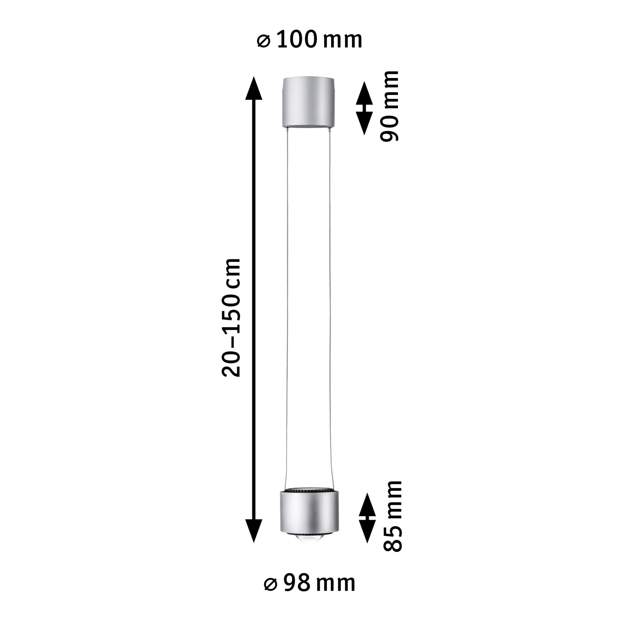 URail LED Pendel Aldan 880lm / 480lm 8,5 / 4,5W 2700K dimmbar 230V Chrom matt/Schwarz
