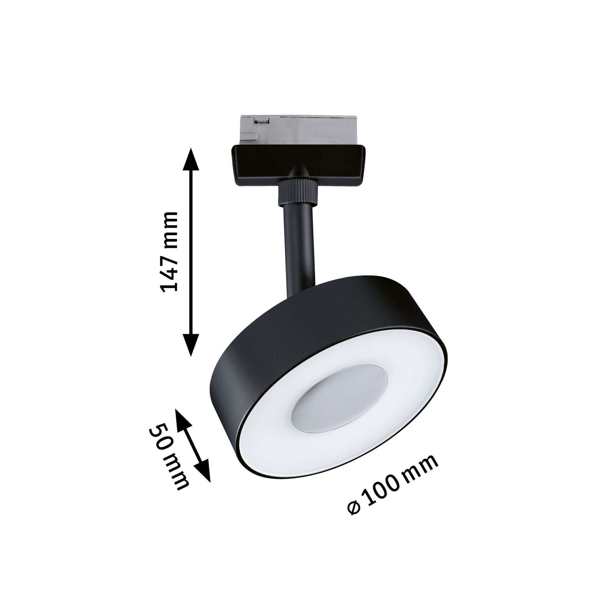 URail LED Schienenspot 3-Step-Dim Circle Einzelspot 160lm 5W 3000K dimmbar 230V Schwarz matt