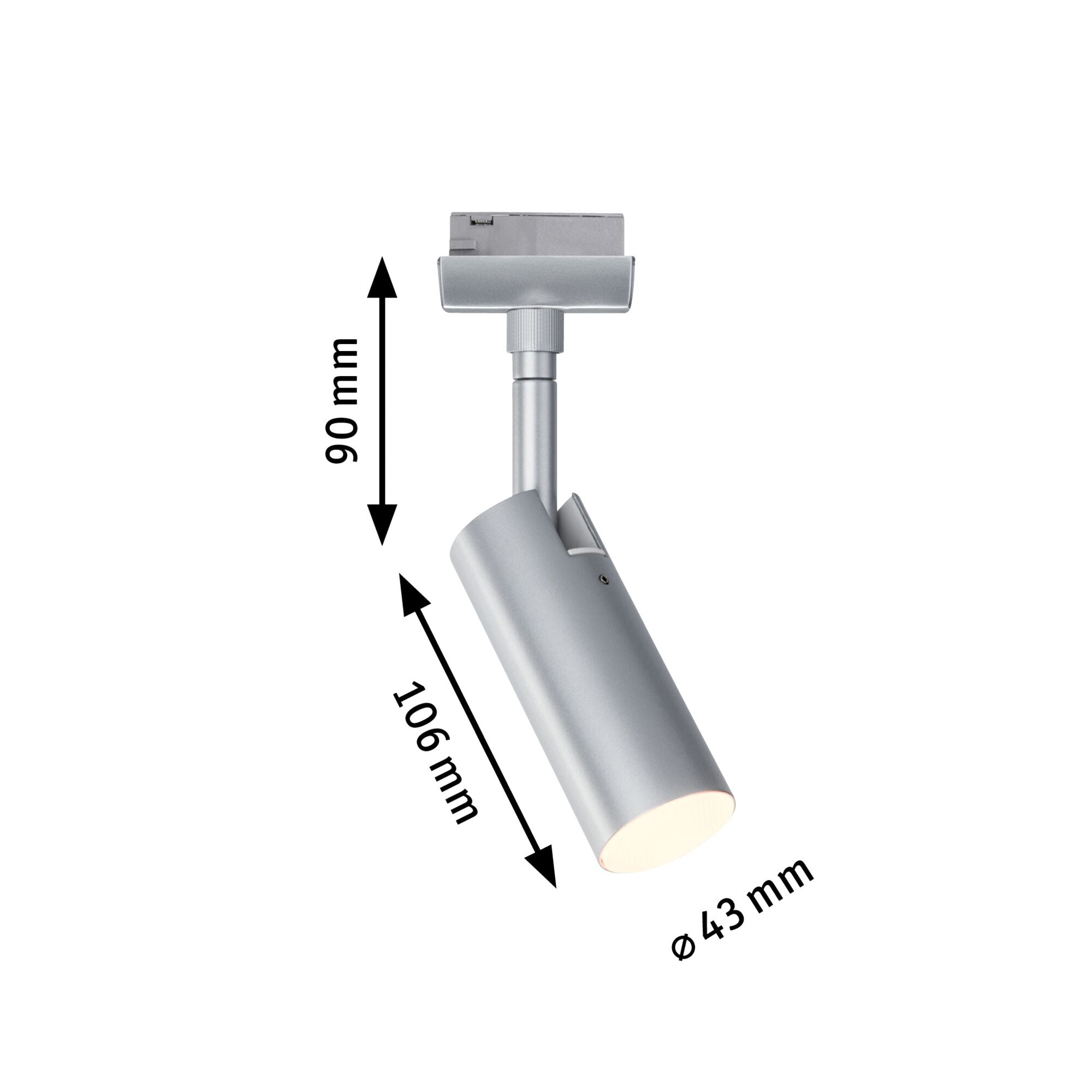 URail LED Schienenspot 3-Step-Dim Tubo Einzelspot 150lm 4W 3000K dimmbar 230V Chrom matt