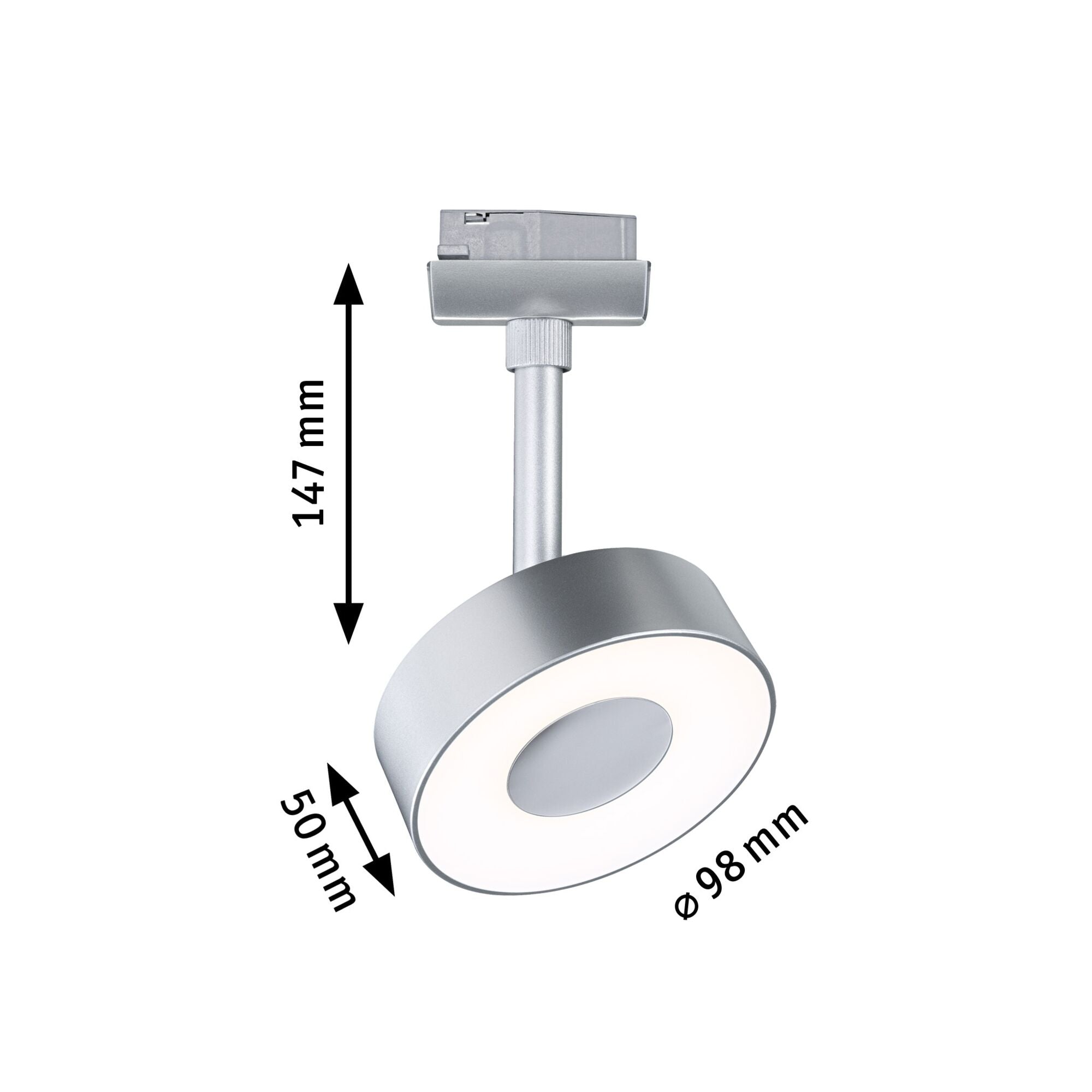 URail LED Schienenspot 3-Step-Dim Circle Einzelspot 180lm 5W 4000K dimmbar 230V Chrom matt