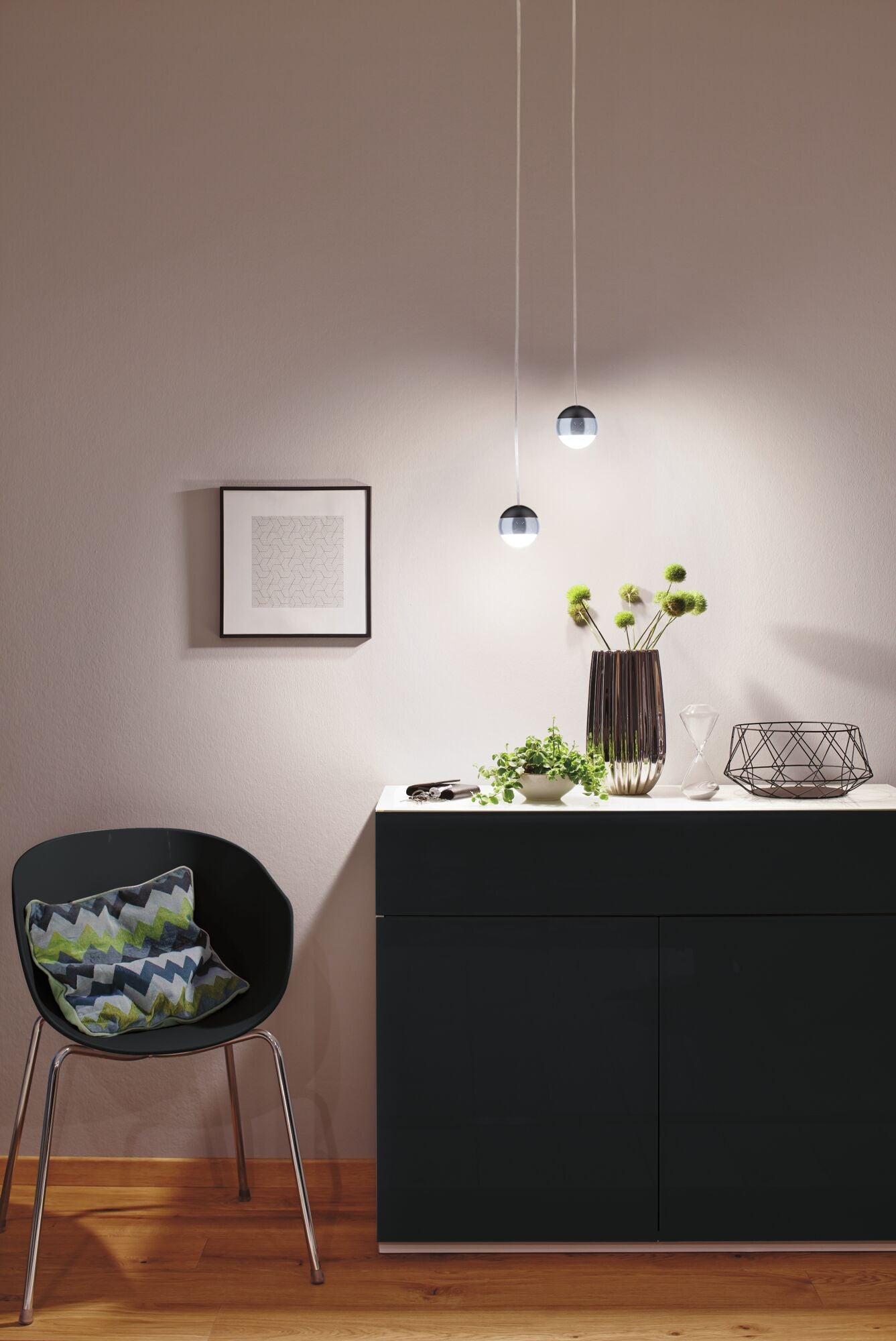 URail LED Pendel Capsule II 440lm 6,3W 4000K dimmbar 230V Schwarz matt/Chrom