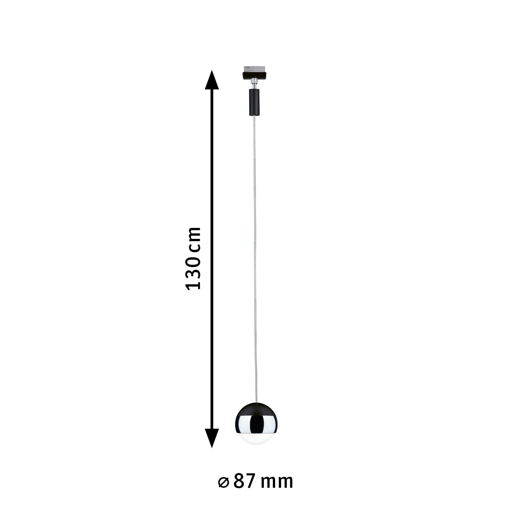 URail LED Pendel Capsule II 440lm 6,3W 4000K dimmbar 230V Schwarz matt/Chrom