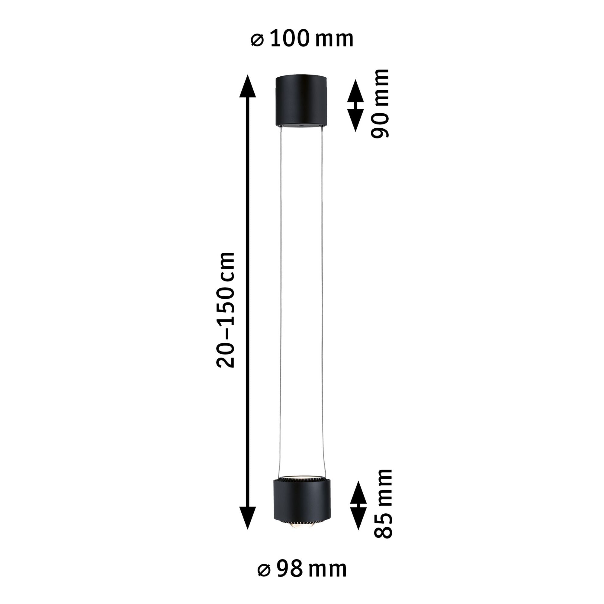 URail LED Pendel Aldan 930lm / 530lm 8,5 / 4,5W 4000K dimmbar 230V Schwarz matt/Schwarz