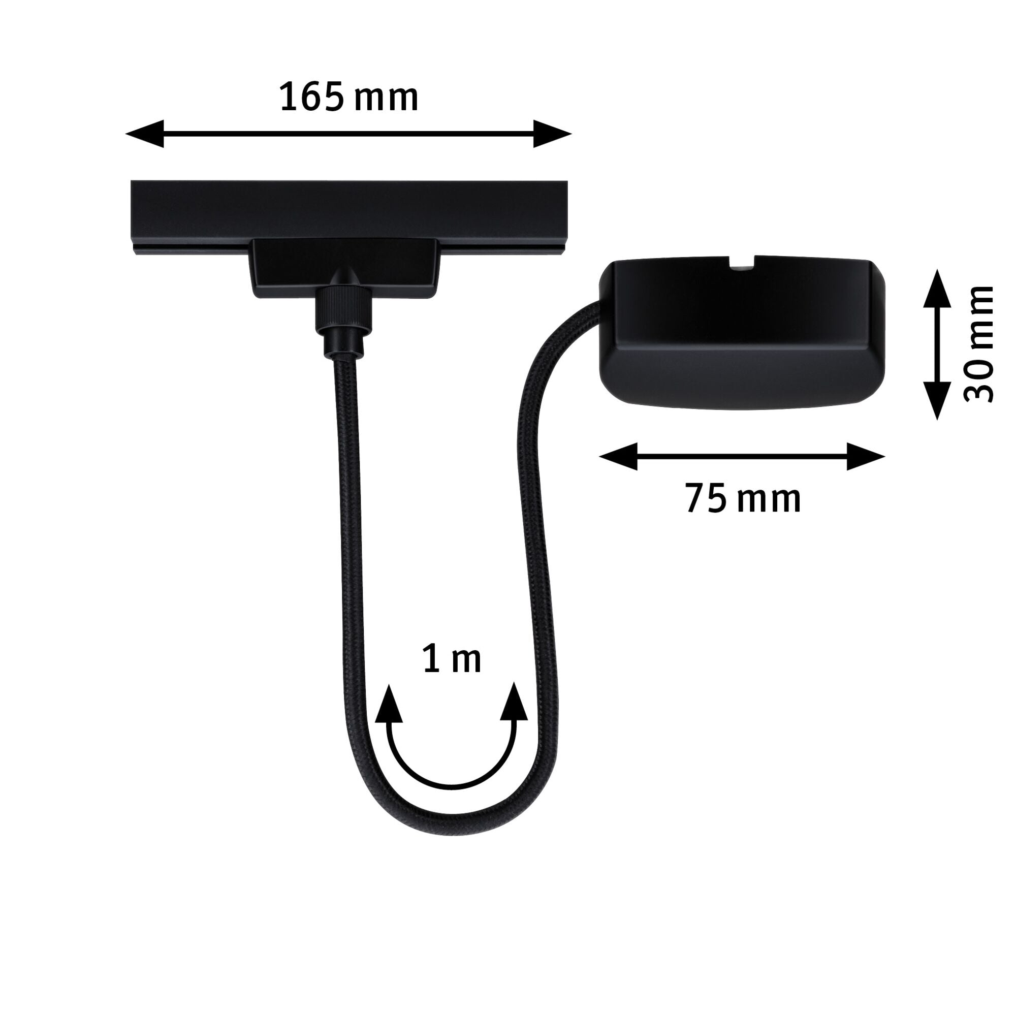 URail Einspeisung Kabel 1m max. 1000W Schwarz matt