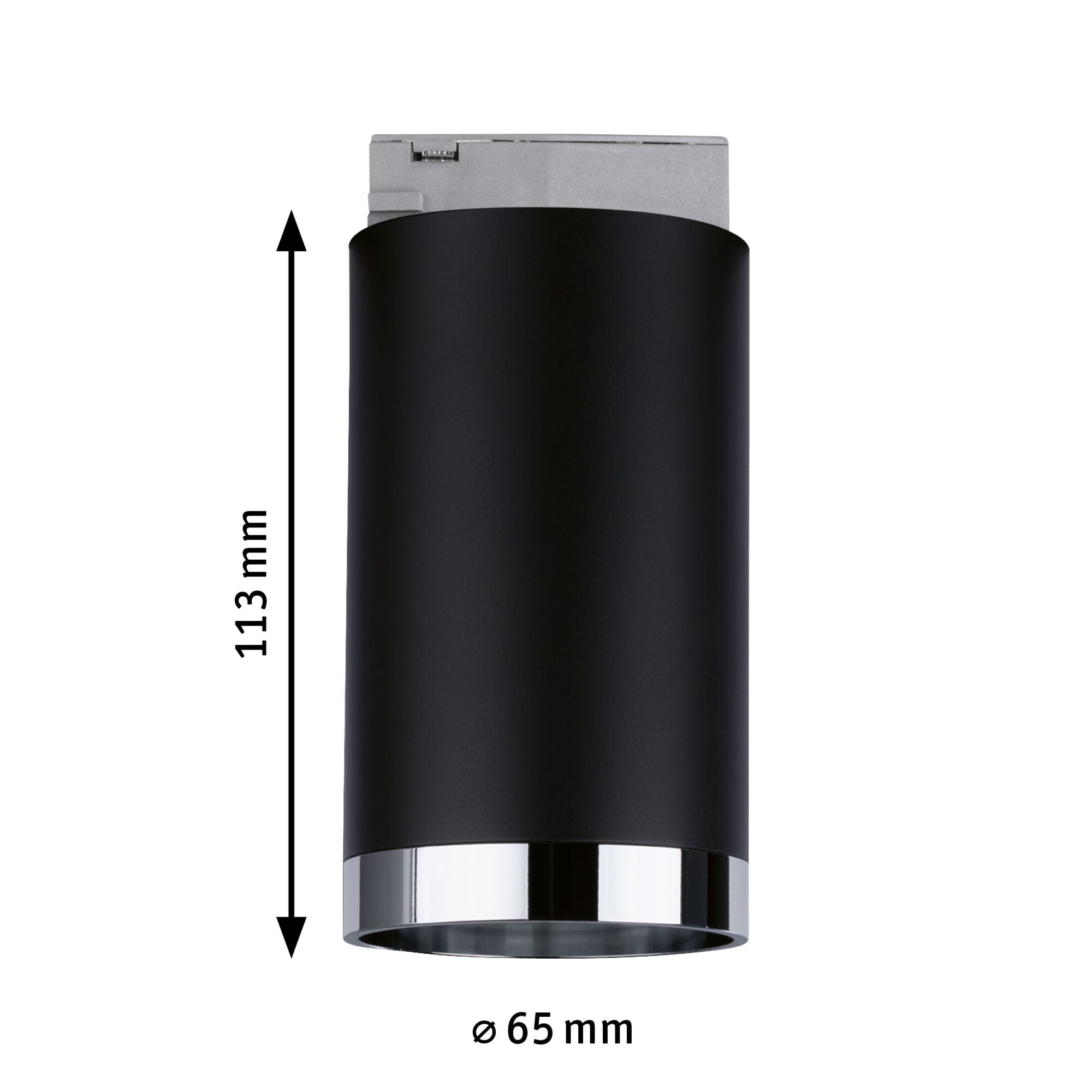 URail Schienenspot Tube Einzelspot GU10 max. 10W dimmbar 230V Schwarz matt/Chrom
