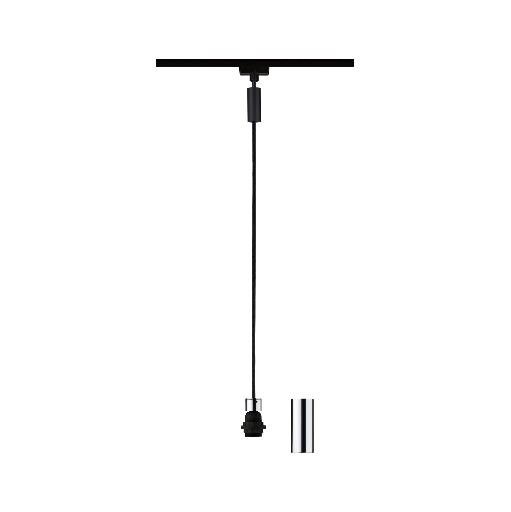 URail Pendel 2Easy E27 max. 20W dimmbar 230V Schwarz matt/Chrom
