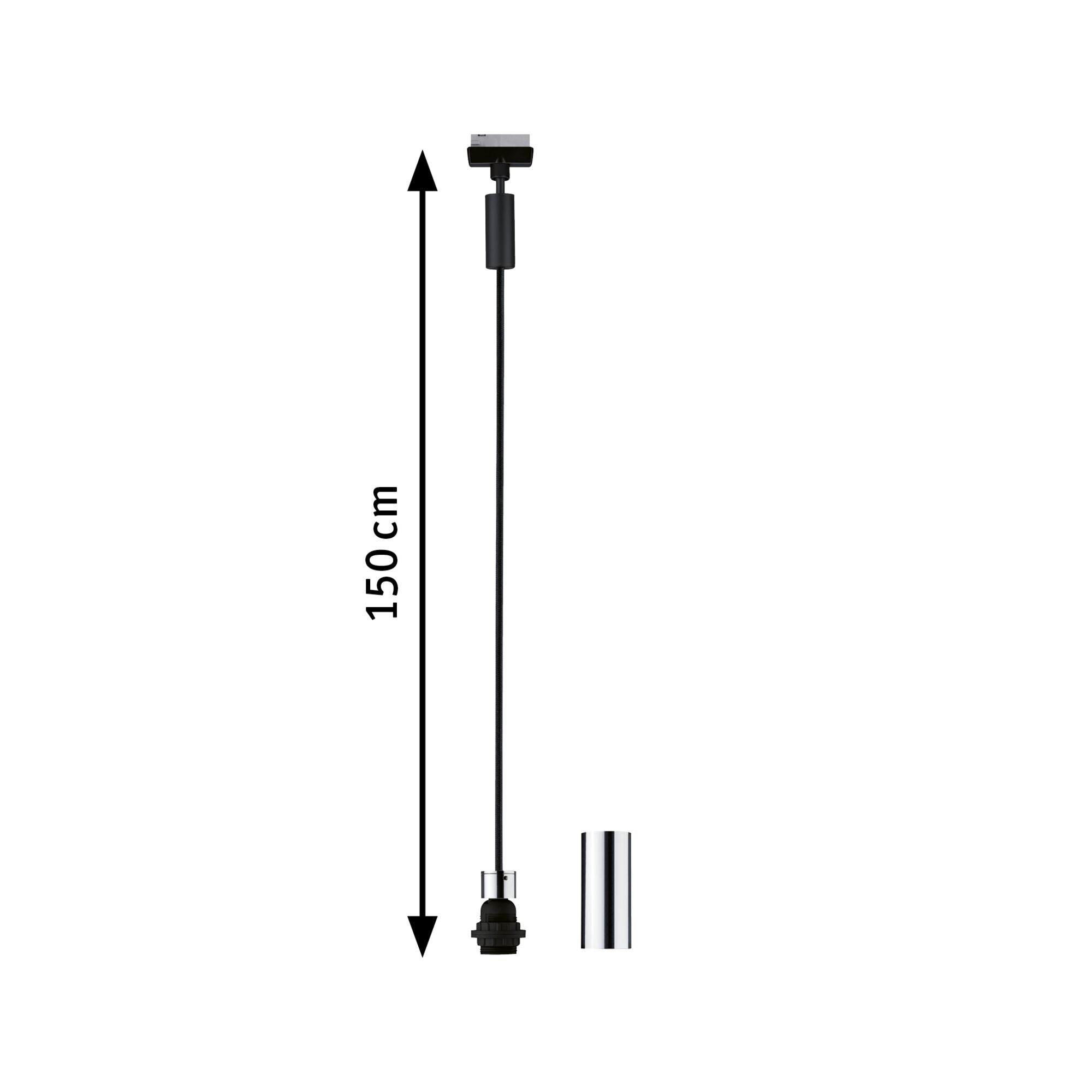 URail Pendel 2Easy E27 max. 20W dimmbar 230V Schwarz matt/Chrom