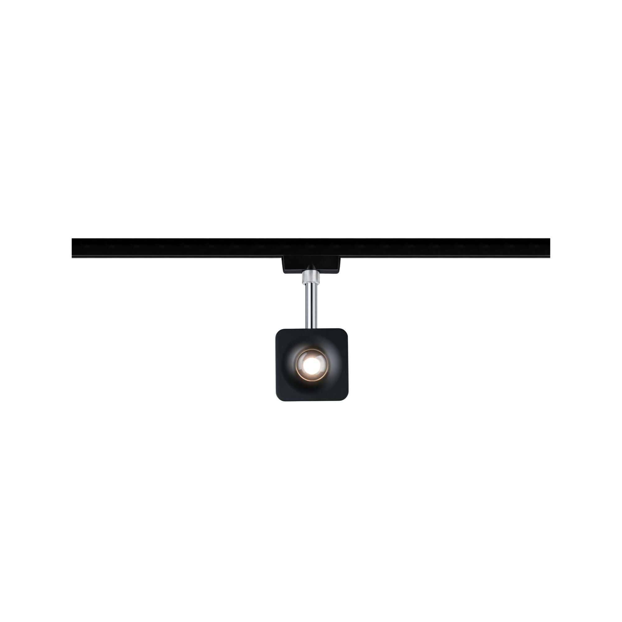 URail LED Schienenspot Cube Einzelspot 540lm 8W 2700K dimmbar 230V Schwarz matt/Chrom
