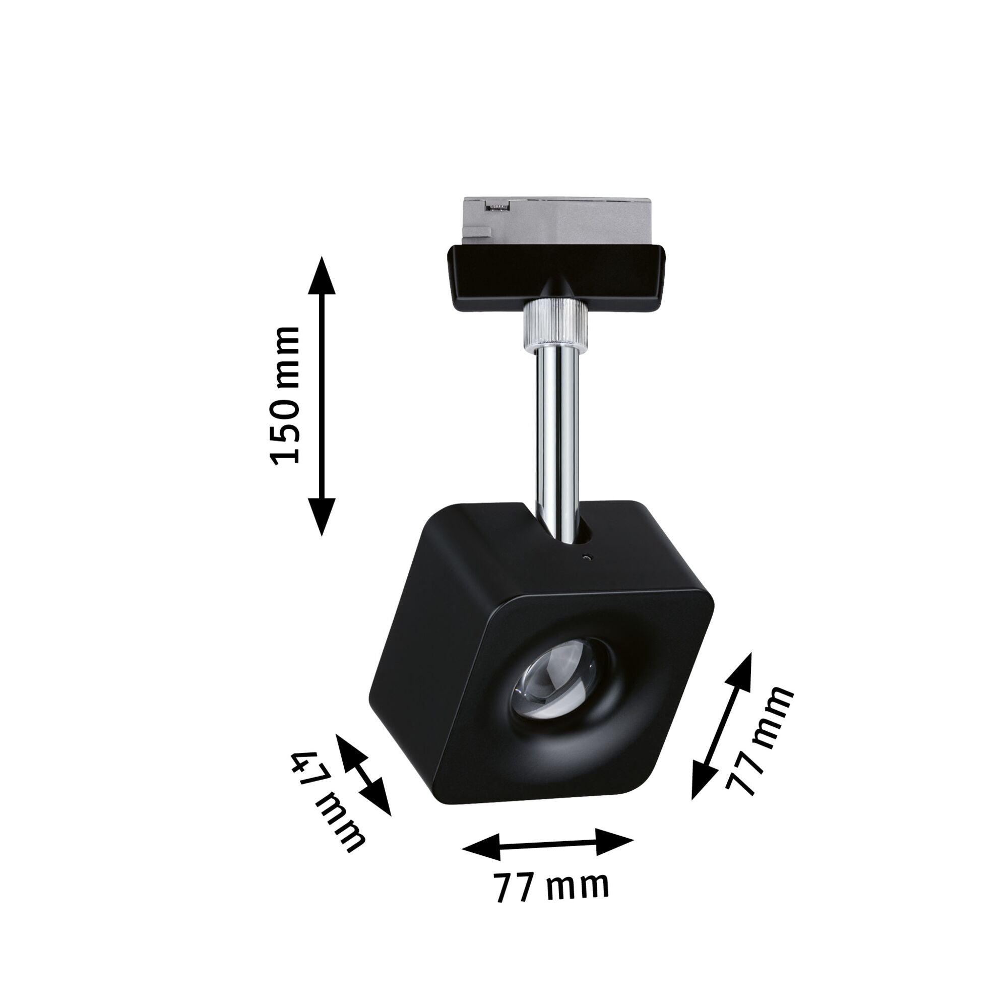 URail LED Schienenspot Cube Einzelspot 540lm 8W 2700K dimmbar 230V Schwarz matt/Chrom