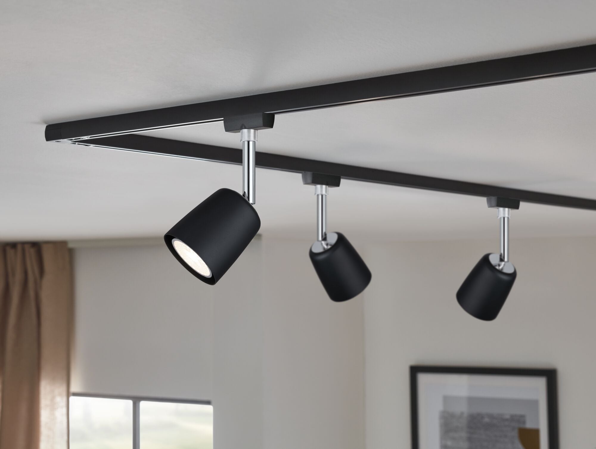 URail Schienenspot Cover Einzelspot GU10 max. 10W dimmbar 230V Schwarz matt/Chrom