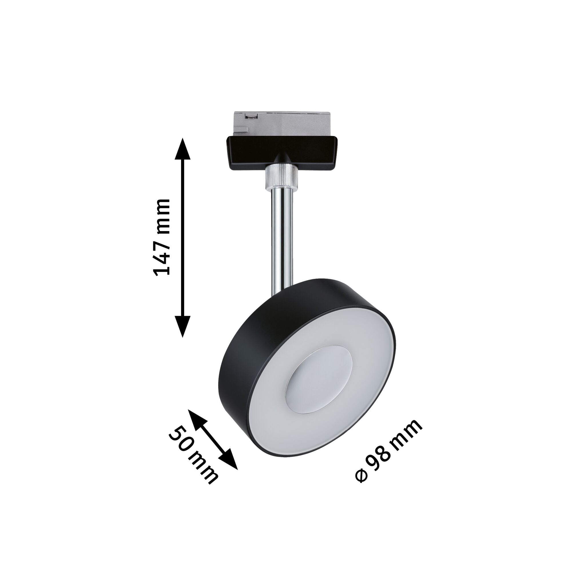 URail LED Schienenspot Circle Einzelspot 160lm 5W 4000K dimmbar 230V Schwarz matt/Chrom