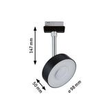 URail LED Schienenspot Circle Einzelspot 160lm 5W 4000K dimmbar 230V Schwarz matt/Chrom