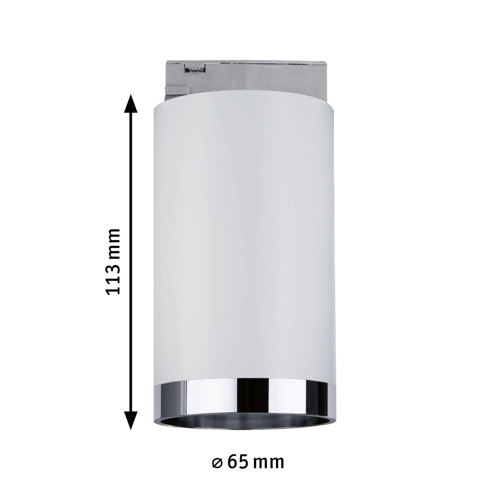 URail Schienenspot Tube Einzelspot GU10 max. 10W dimmbar 230V Weiß/Chrom matt