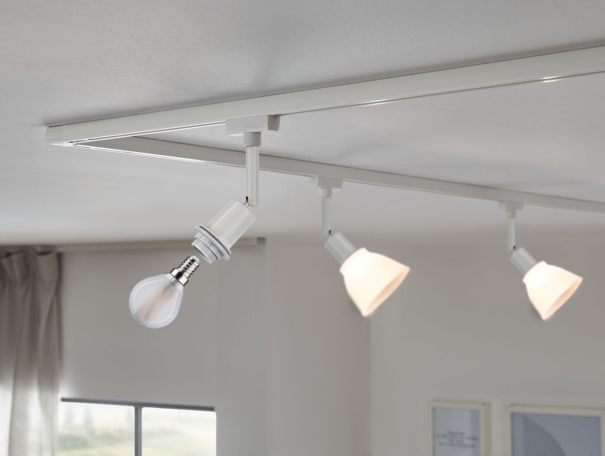 URail Schienenspot DecoSystems Basic Einzelspot E14 max. 20W dimmbar 230V Weiß