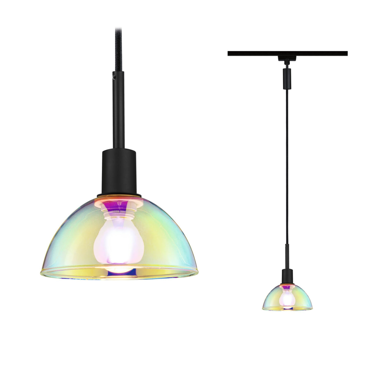 URail Pendel Sarrasani E14 max. 20W dimmbar 230V Schwarz matt/Dichroic