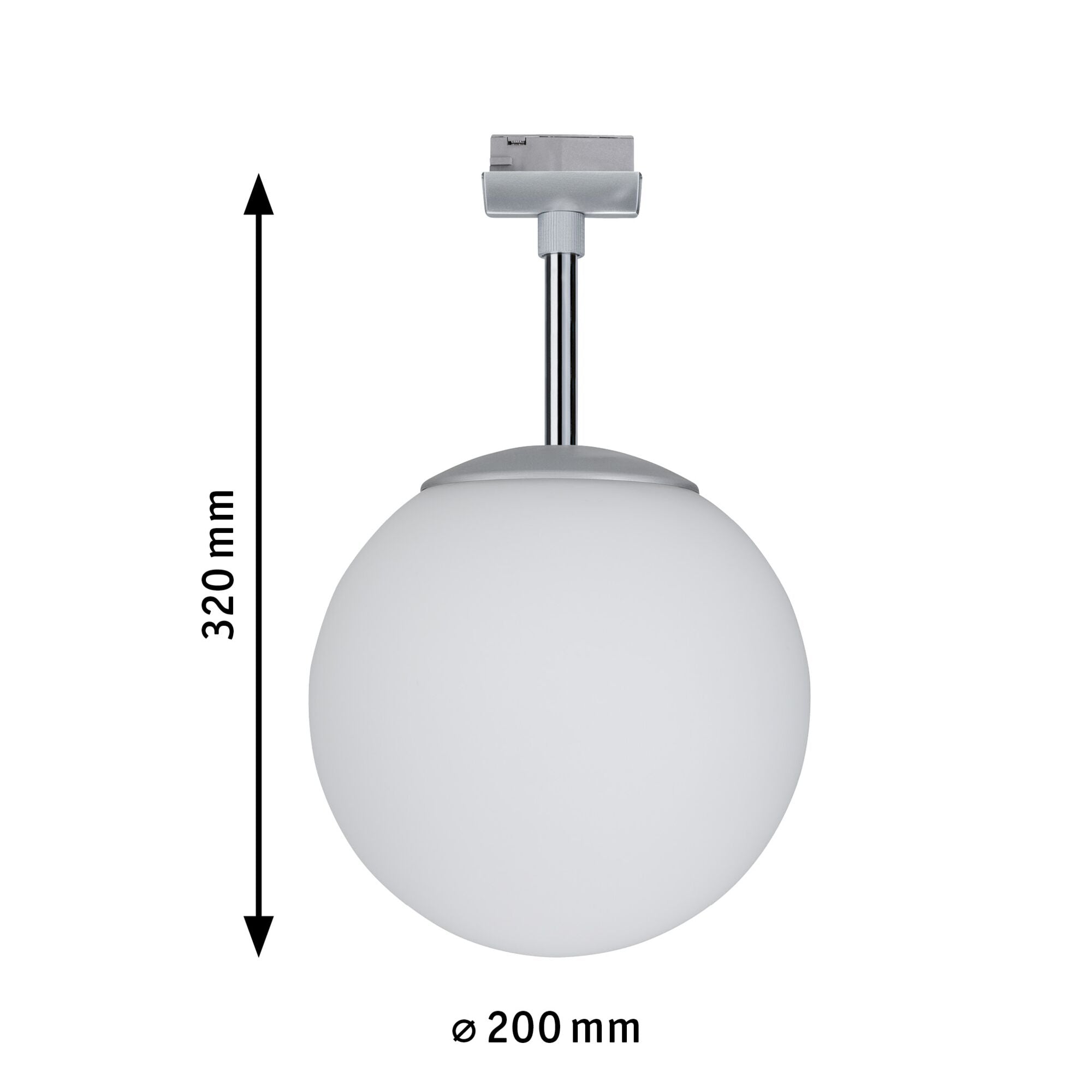 URail Schienenspot Globe Einzelspot E14 max. 10W dimmbar 230V Chrom matt/Opal