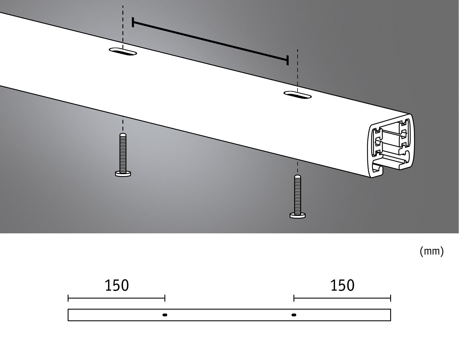 URail Schiene 50 cm 230V Weiß