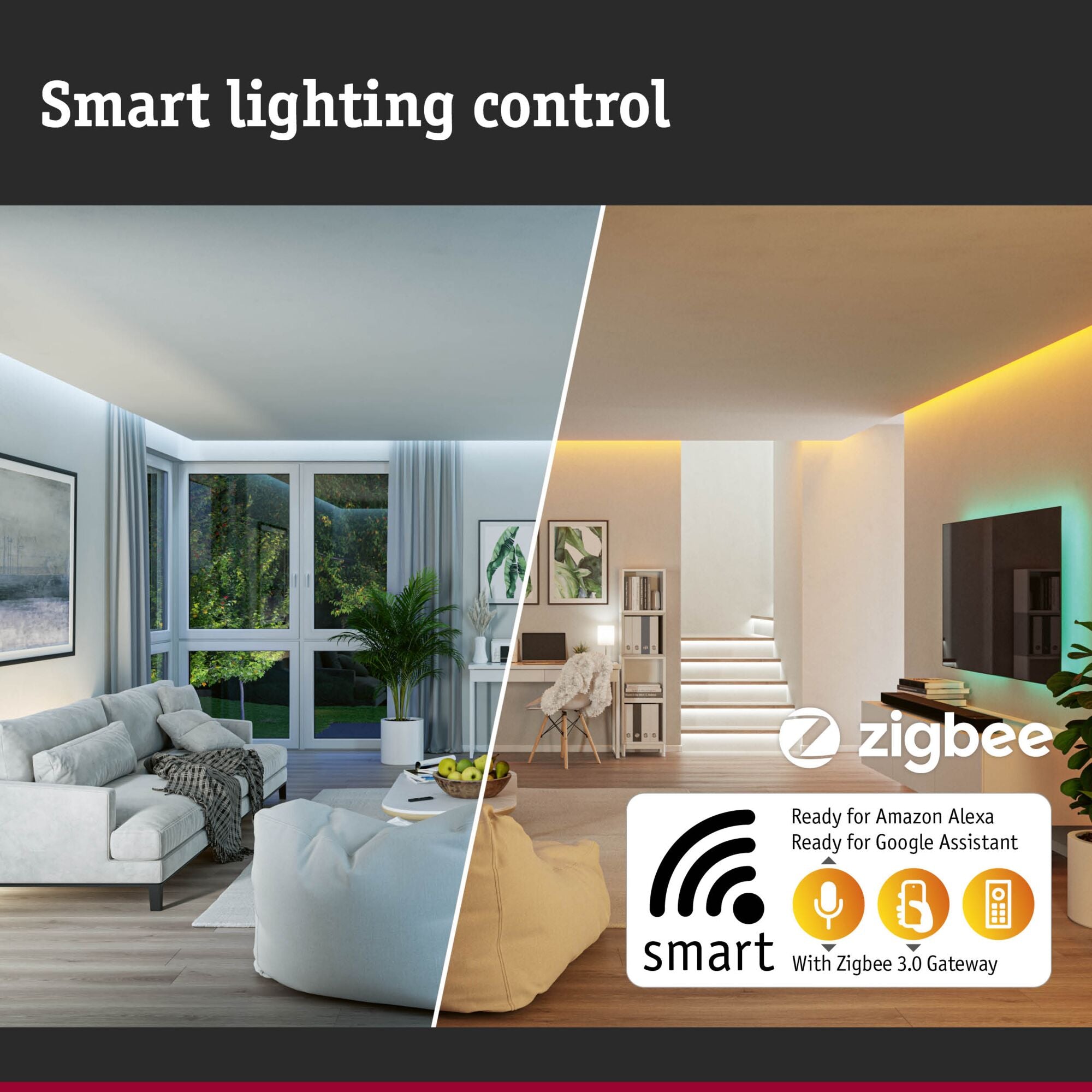 URail Einspeisung Smart Home Zigbee 3.0 Mitte 227x196mm max. 300W Chrom matt
