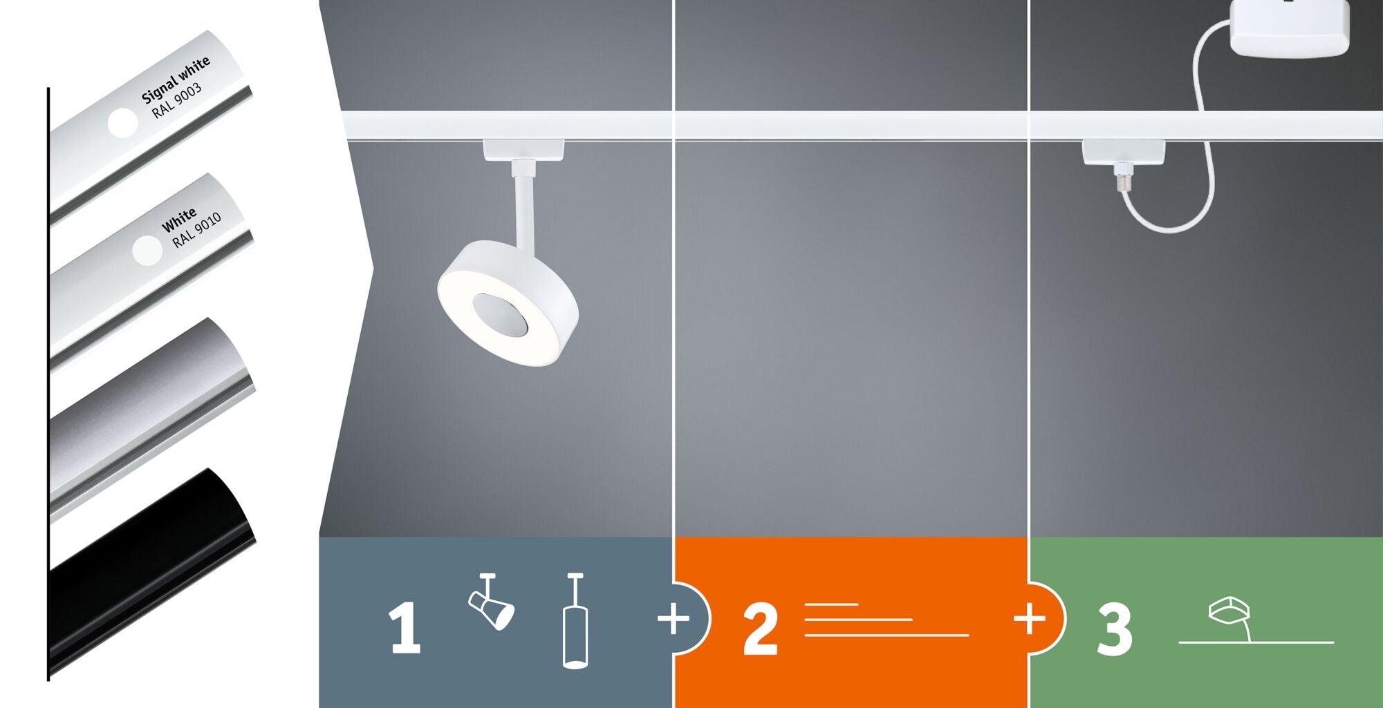 URail LED Schienenspot 3-Step-Dim Alejandro 800lm 10W 3000K dimmbar 230V Chrom matt