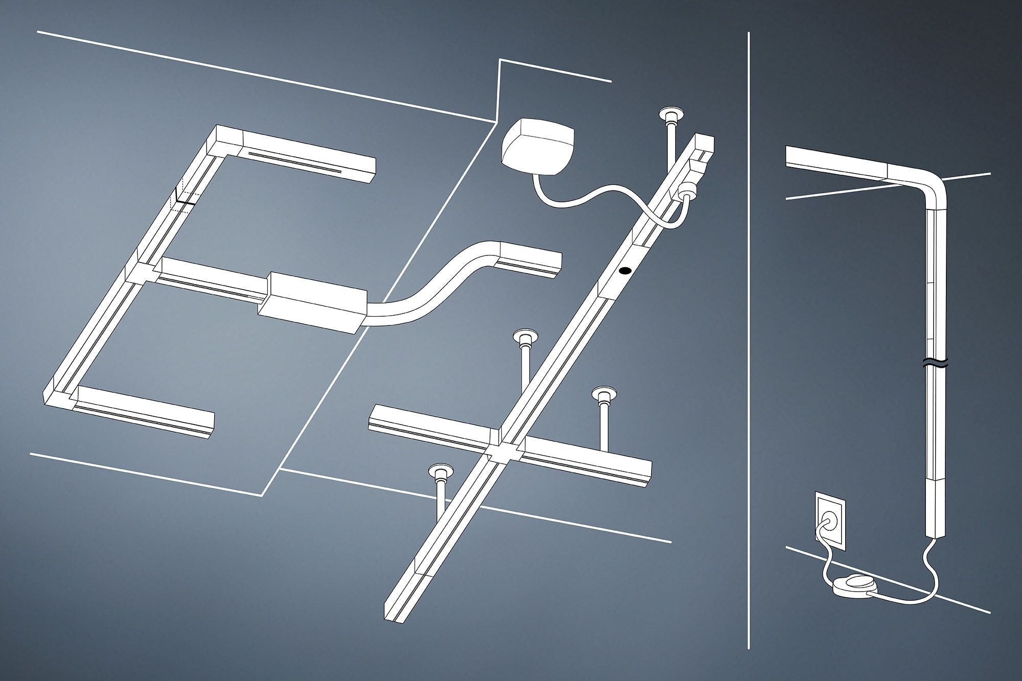 URail Pendeladapter Kürzbar Signalweiß